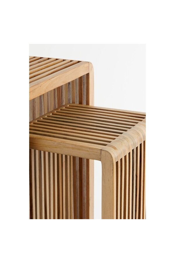 Yonker Table à plantes - Lot de 2 - L35 x l25 x H80 cm - Bois Recyclé - Marron