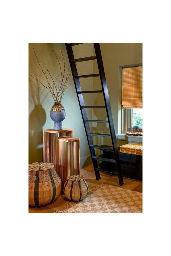 Yonker Table à plantes - Lot de 2 - L35 x l25 x H80 cm - Bois Recyclé - Marron