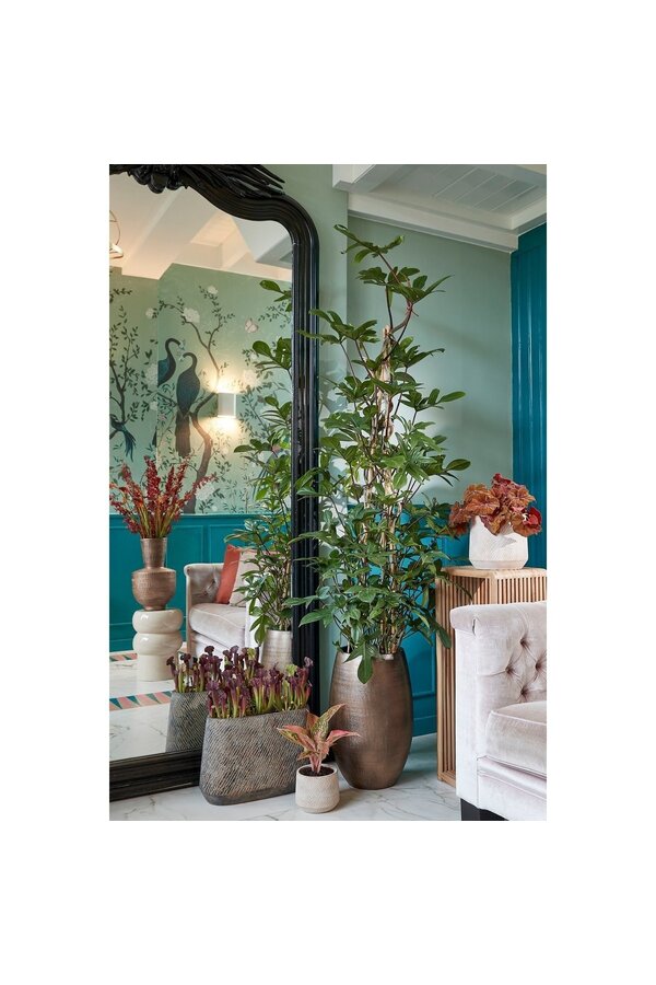 Yonker Table à plantes - Lot de 2 - L35 x l25 x H80 cm - Bois Recyclé - Marron