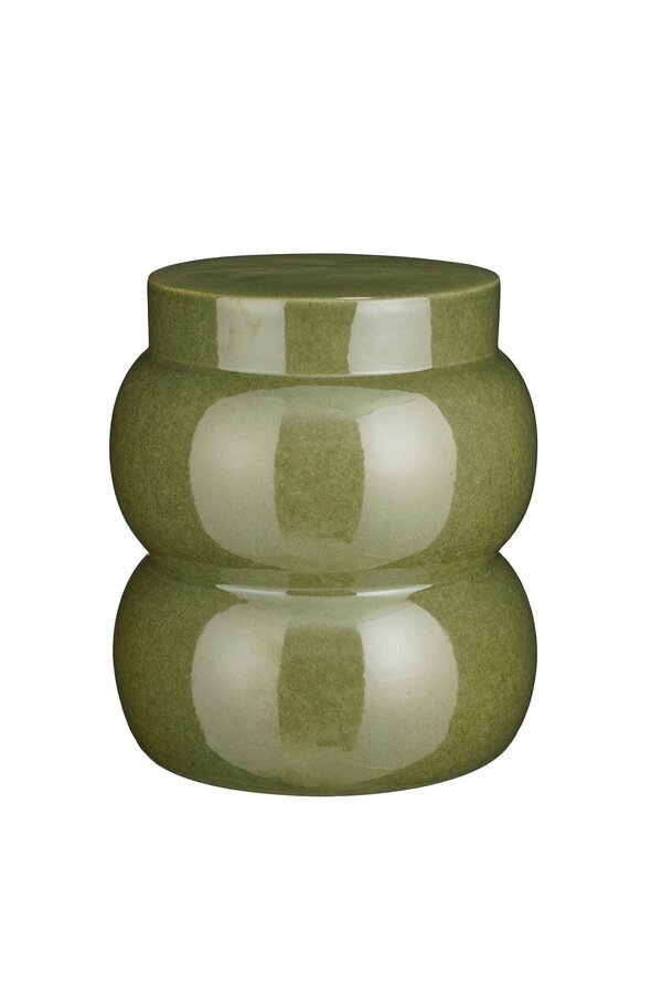 Vendi Table d'appoint - H40 x Ø35 cm - Céramique - Vert foncé