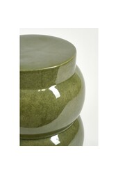 Vendi Table d'appoint - H40 x Ø35 cm - Céramique - Vert foncé