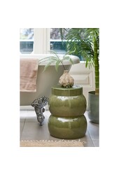 Vendi Table d'appoint - H40 x Ø35 cm - Céramique - Vert foncé