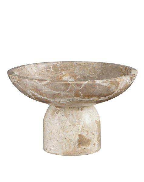 Mica Decorations Finnos Schaal op Voet - H11 x Ø25 cm - Marmer - Beige