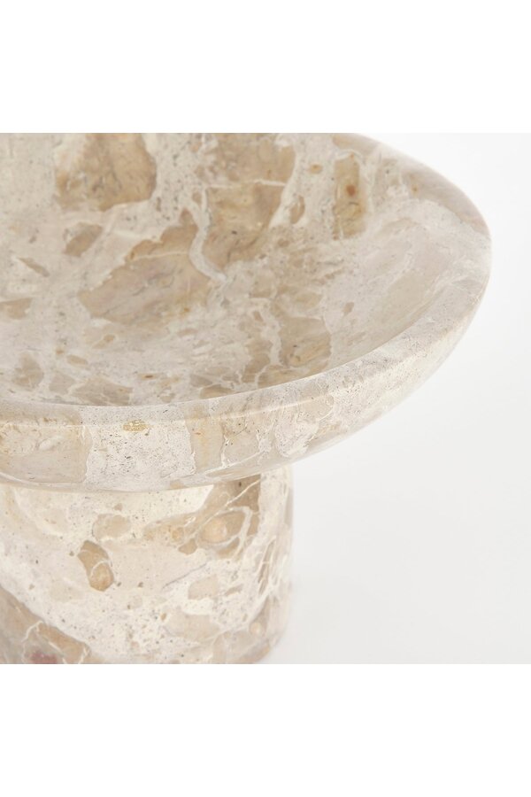 Finnos Schaal op Voet - H11 x Ø25 cm - Marmer - Beige