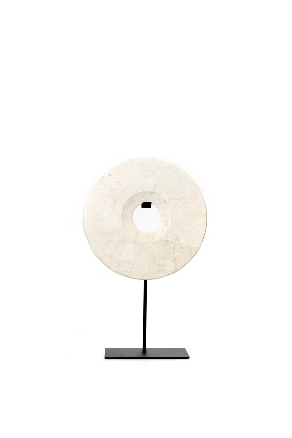The Marble Disc on Stand - Wit - M