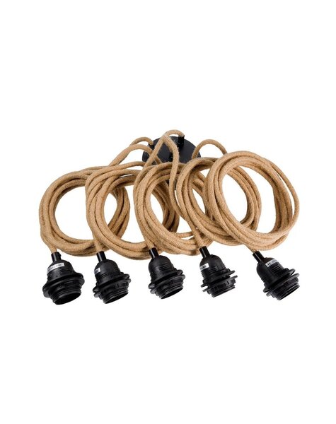 Bazar Bizar Living Fixation Lampes Plafond - Naturel Noir - 5 Douilles