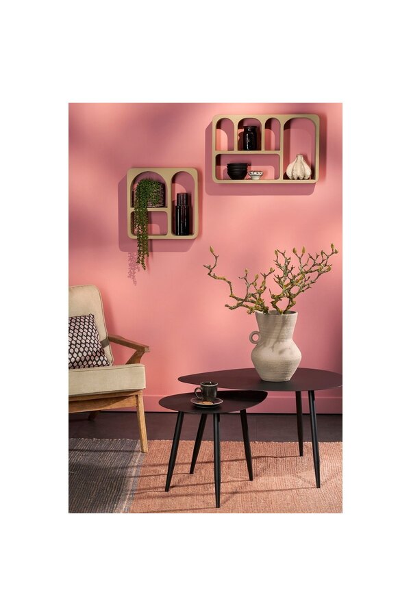 Bijzettafel - Set van 2 - L80 x B60 x H47 cm - Metaal - Zwart