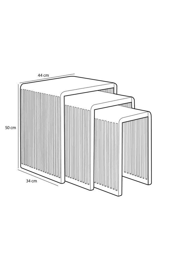 Yonker Bijzettafel - Set van 3 - L44 x B34 x H50 cm - Gerecycled Hout - Bruin
