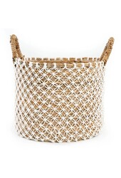 Le panier en macramé à points croisés - blanc naturel - L