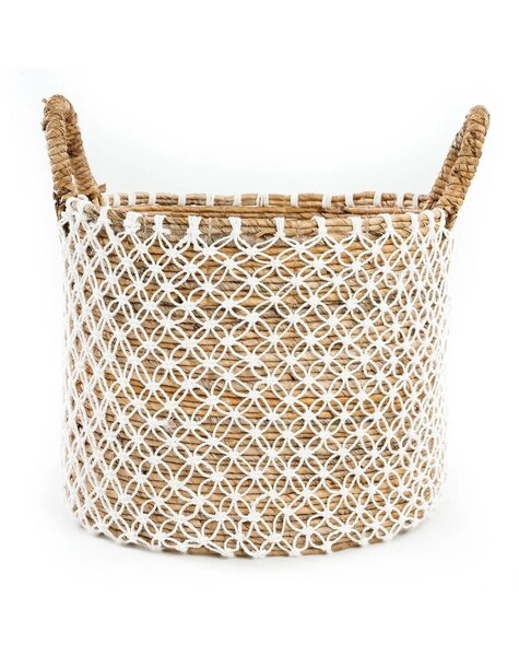 Bazar Bizar Living Le panier en macramé à points croisés - blanc naturel - L