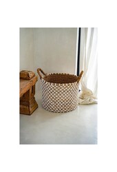 Le panier en macramé à points croisés - blanc naturel - L