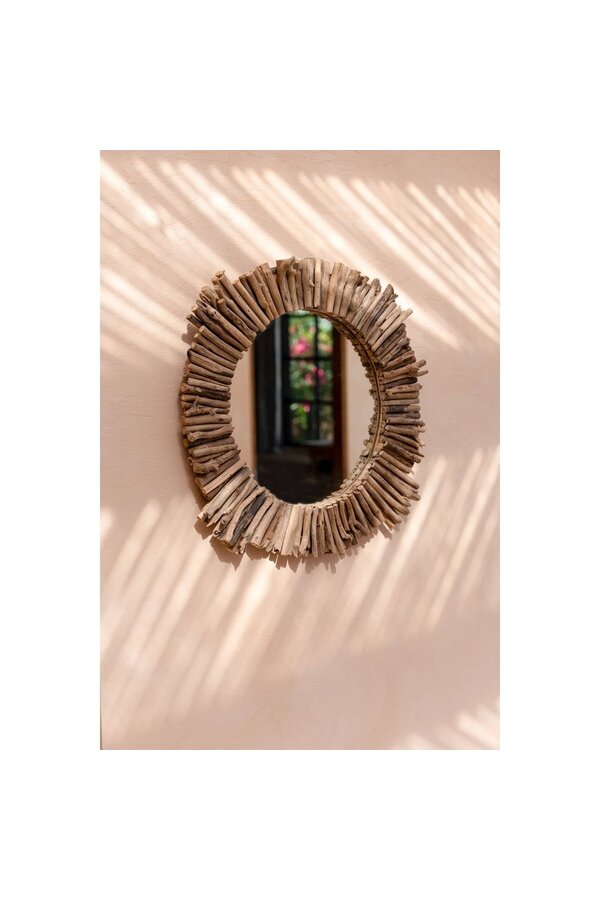 De Driftwood Halo Spiegel - Naturel - M