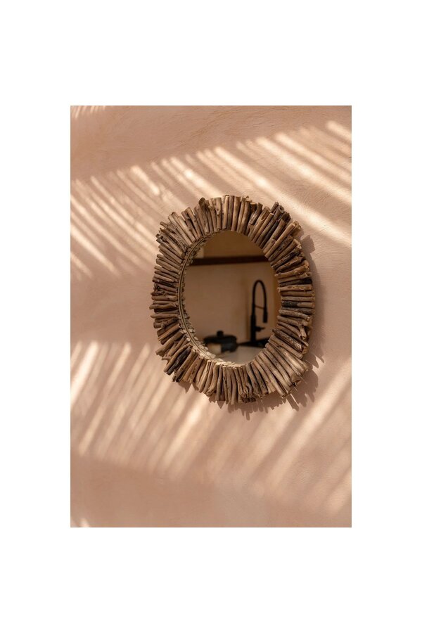 De Driftwood Halo Spiegel - Naturel - M