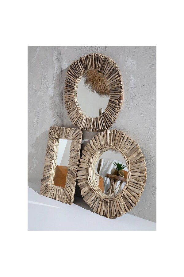 De Driftwood Halo Spiegel - Naturel - M