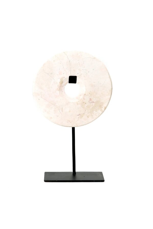 The Marble Disc on Stand - Wit - L