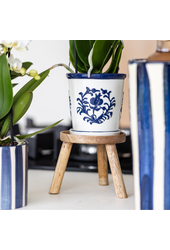 Orchidée blanche Amabilis + pot décoratif Malaga bleu