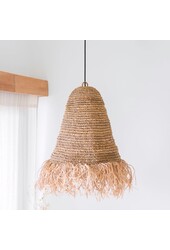 Raffia Boho Lampenkap – Hanglamp – Hanglamp – Handgeweven Plafondlamp met Lange Franjes (3 maten Ø 30/40/50 cm) KALIMA