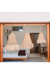 Raffia Boho Lampenkap – Hanglamp – Hanglamp – Handgeweven Plafondlamp met Lange Franjes (3 maten Ø 30/40/50 cm) KALIMA