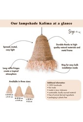 Raffia Boho Lampenkap – Hanglamp – Hanglamp – Handgeweven Plafondlamp met Lange Franjes (3 maten Ø 30/40/50 cm) KALIMA