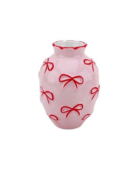 Vaas - Bloemvaaslinten - Lichtroze/rood -13,5x13,5x19cm