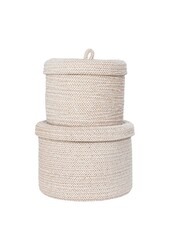 Sebal Basket - Mand met deksel, katoen, beige, set van 2