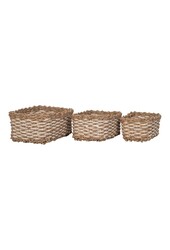 Pala Basket - Mand, zeegras/papier, naturel/wit, set van 3