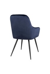 Harbo Eetkamerstoel - Blauw, Fluweel, Zwarte metalen poten - Set van 2
