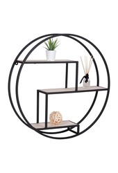 Étagère Rotterdam - Noir/Naturel, Acier/Paulownia, 62x62x14 cm