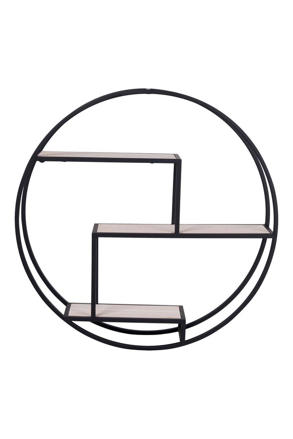 Étagère Rotterdam - Noir/Naturel, Acier/Paulownia, 62x62x14 cm