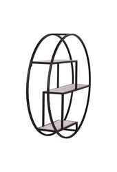 Étagère Rotterdam - Noir/Naturel, Acier/Paulownia, 62x62x14 cm