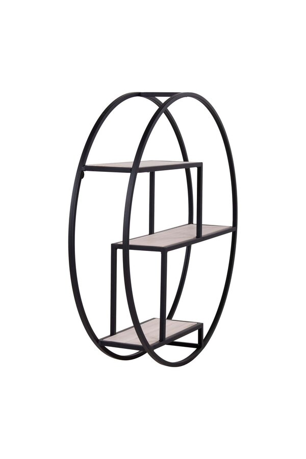 Étagère Rotterdam - Noir/Naturel, Acier/Paulownia, 62x62x14 cm