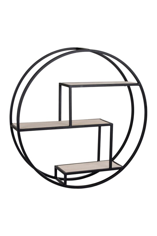Étagère Rotterdam - Noir/Naturel, Acier/Paulownia, 62x62x14 cm
