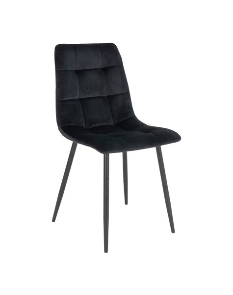 Middelfart Chaise de salle à manger - Velours polyester, Acier, Noir - Lot de 2