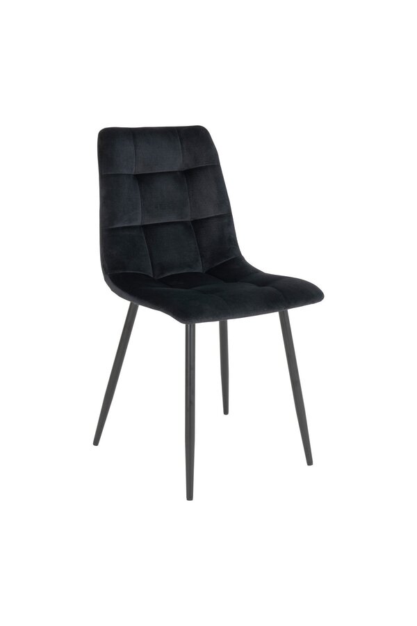 Middelfart Eetkamerstoel - Polyester Fluweel, Staal, Zwart - Set van 2