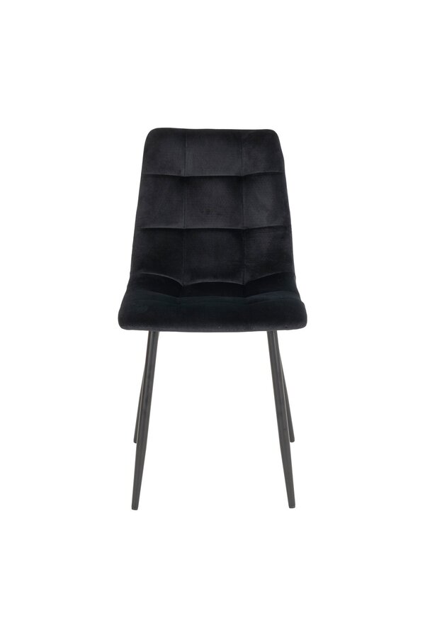 Middelfart Chaise de salle à manger - Velours polyester, Acier, Noir - Lot de 2
