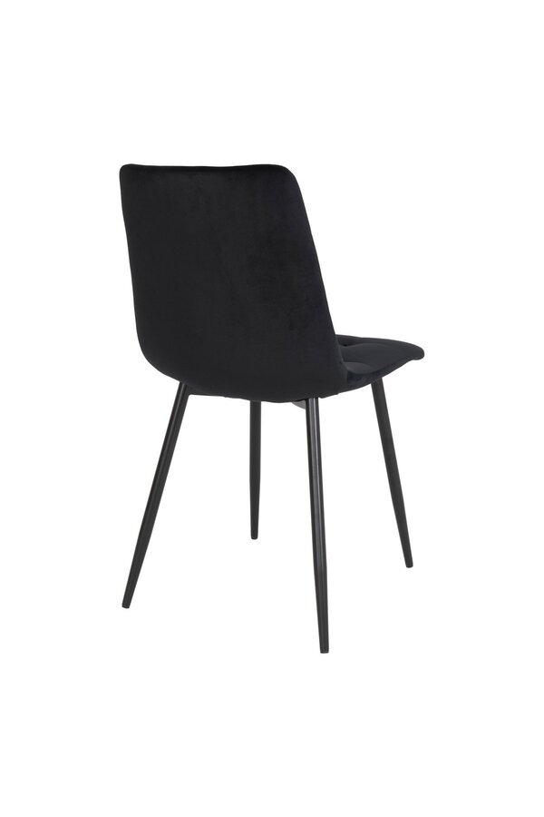 Middelfart Eetkamerstoel - Polyester Fluweel, Staal, Zwart - Set van 2