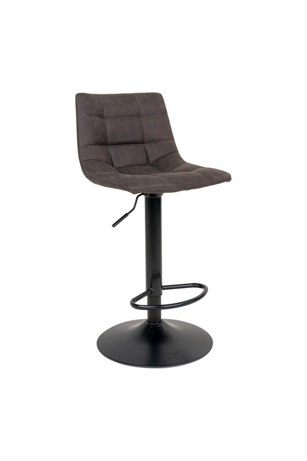 Tabouret de bar Middelfart - Gris foncé, Microfibre, Pieds en métal noir, 43x43x88/108cm - lot de 2