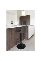 Middelfart Barstoel - Donkergrijs, Microvezel, Zwarte metalen poten, 43x43x88/108cm - set van 2