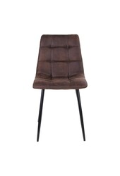Middelfart Chaise de salle à manger - Marron, microfibre, pieds en métal noir - Lot de 2