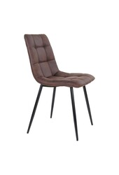 Middelfart Chaise de salle à manger - Marron, microfibre, pieds en métal noir - Lot de 2