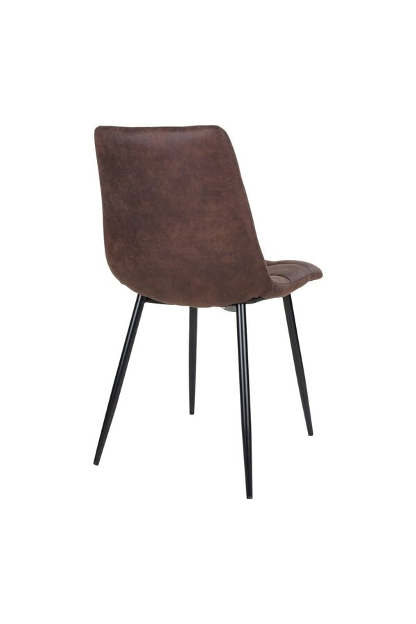 Middelfart Chaise de salle à manger - Marron, microfibre, pieds en métal noir - Lot de 2