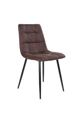 Middelfart Chaise de salle à manger - Marron, microfibre, pieds en métal noir - Lot de 2