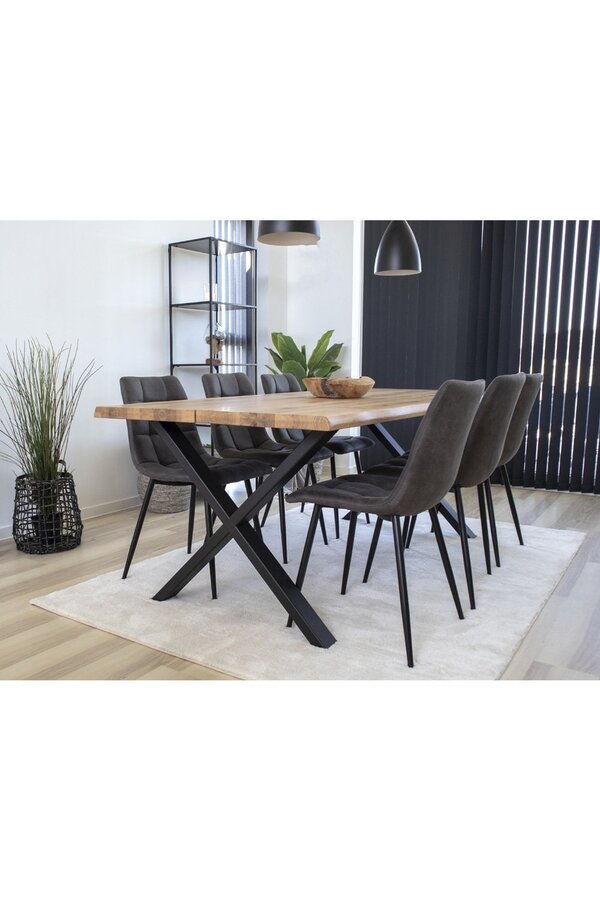 Chaise de salle à manger Middelfart - Microfibre, Acier, Gris - Lot de 2