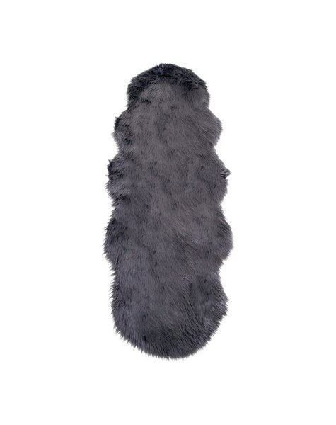 Lamsleer Kunstmatig - Polyester, Grijs - 60x180 cm
