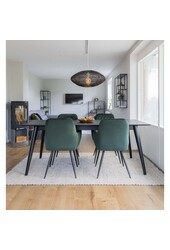 Harbo Eetkamerstoel - Fluweel, Staal, Groen - Set van 2