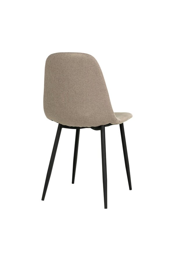 Stockholm Eetkamerstoel - Steen, Polyester, Zwart metalen poten - Set van 2