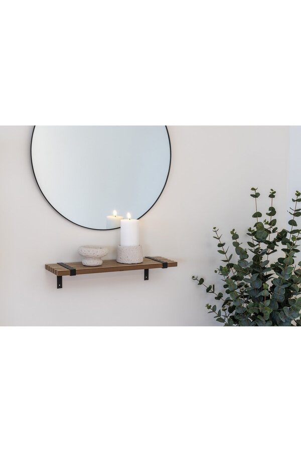 Luxor wandplank - Natuurlijk/zwart, MDF/Ash -fineer/metaal, 50x15x10 cm