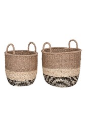 Lima Basket - Mand in zeegras, natuur/bruin/zwart, set van 2