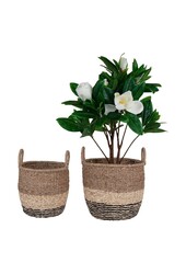 Lima Basket - Mand in zeegras, natuur/bruin/zwart, set van 2