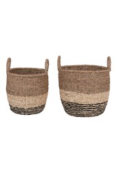 Lima Basket - Mand in zeegras, natuur/bruin/zwart, set van 2